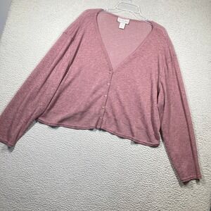 Vtg August Max Woman Cardigan 3X Dusty Rose Lagenlook Coquette Airy Granola Girl
